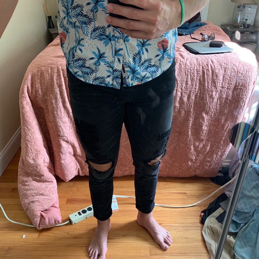 Men’s hollister black ripped jeans, #flexfit